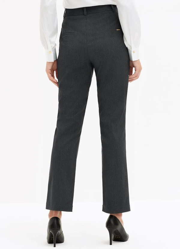 Principessa - Calça Reta Regular de Alfaiataria Mescla Escuro Adelia 2