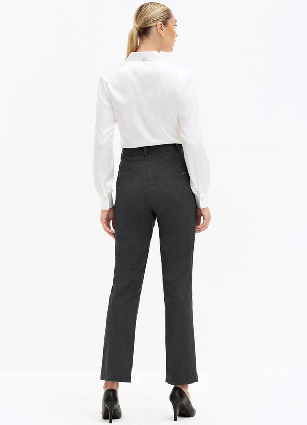 Principessa - Calça Reta Regular de Alfaiataria Mescla Escuro Adelia 4