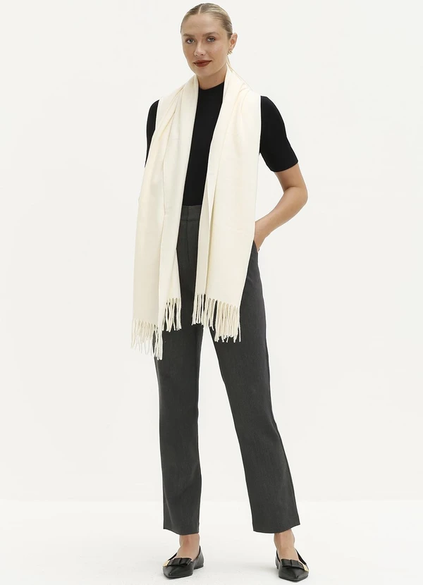 Principessa - Calça Reta Regular de Alfaiataria Mescla Escuro Adelia 5