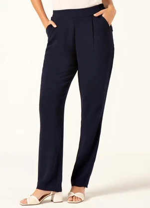 Principessa - Calça Reta Regular em Air Flow Marinho Isis - PRINCIPESSA