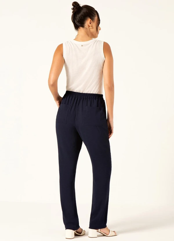 Principessa - Calça Reta Regular em Air Flow Marinho Isis 4