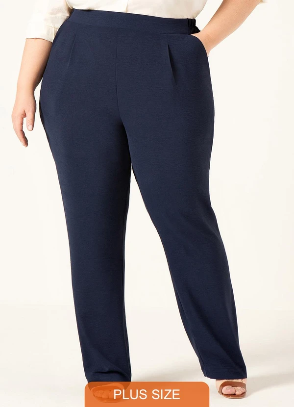 Principessa - Calça Reta Regular em Air Flow Marinho Isis 7