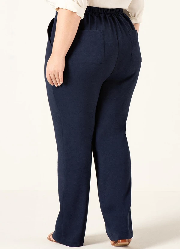 Principessa - Calça Reta Regular em Air Flow Marinho Isis 8