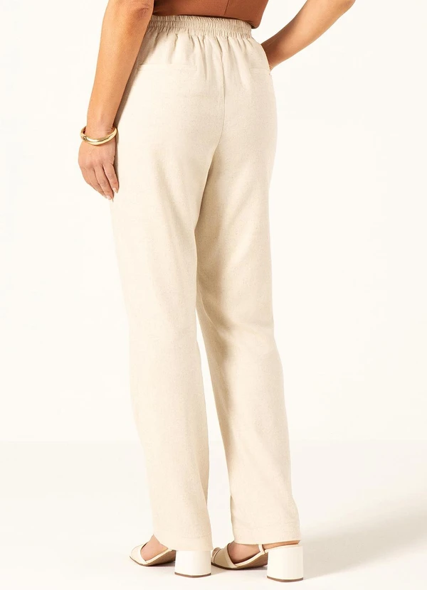 Principessa - Calça Reta Regular em Linho Natural Helene 2