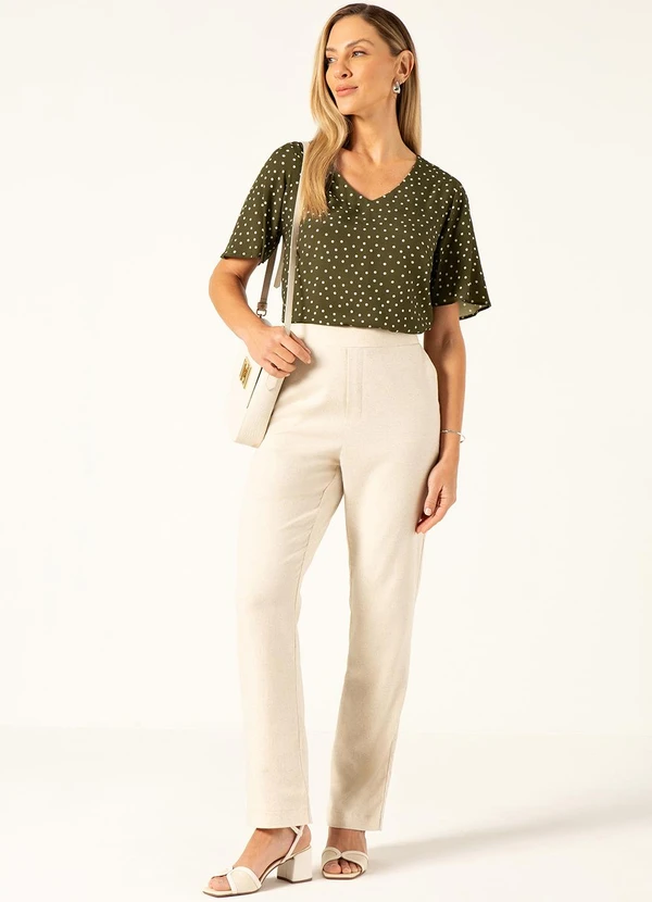 Principessa - Calça Reta Regular em Linho Natural Helene 6