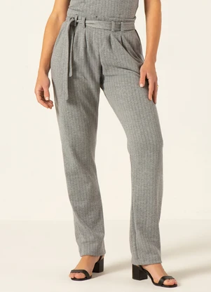 Principessa - Calça Reta Regular em Malha Mescla Flay - PRINCIPESSA