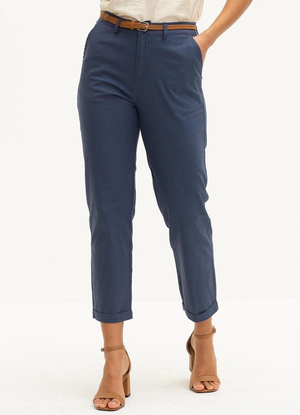 Principessa - Calça Reta Slim de Alfaiataria Callie Azul