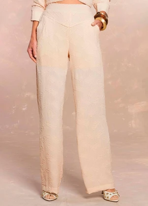 Doce Trama - Calça Reta Soft Garden Geometric Flow Branco - DOCE TRAMA