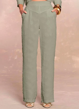 Doce Trama - Calça Reta Soft Garden Geometric Flow Verde - DOCE TRAMA