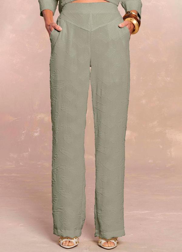 Doce Trama - Calça Reta Soft Garden Geometric Flow Verde