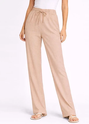 Rovitex - Calça Risca de Giz Feminina em Air Flow Bege - ROVITEX