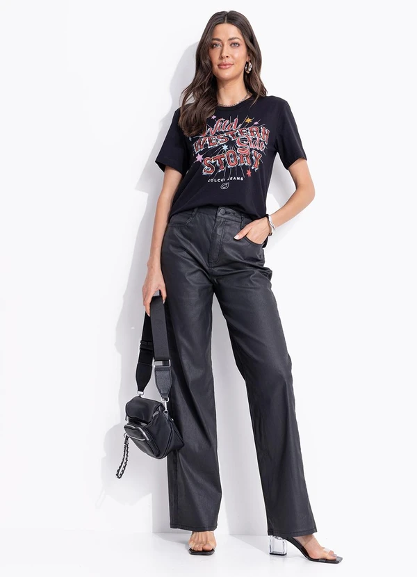 Colcci - Calça Sarja Juliette Stretch Resinada Preto 5