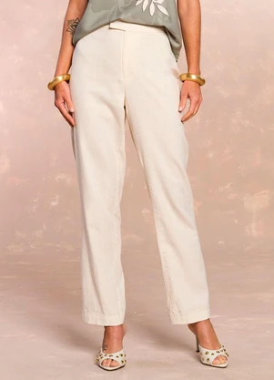 Doce Trama - Calça Soft Garden em Linho Branco - DOCE TRAMA
