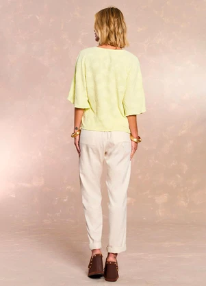 Doce Trama - Calça Soft Garden em Linho Branco - DOCE TRAMA
