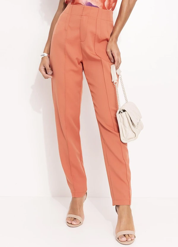 Quintess - Calça Terracota em Crepe Plano 7
