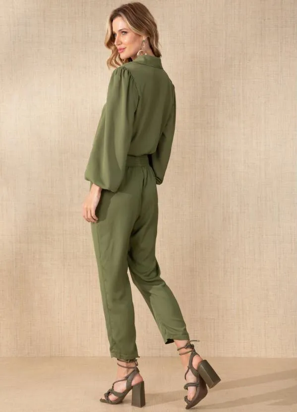 Quintess - Calça Verde Cintura Alta com Elástico na Cintura 7