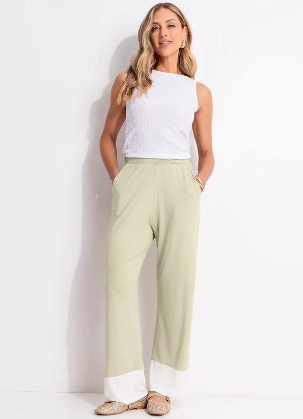 Quintess - Calça Verde Claro em Malha de Viscose 10