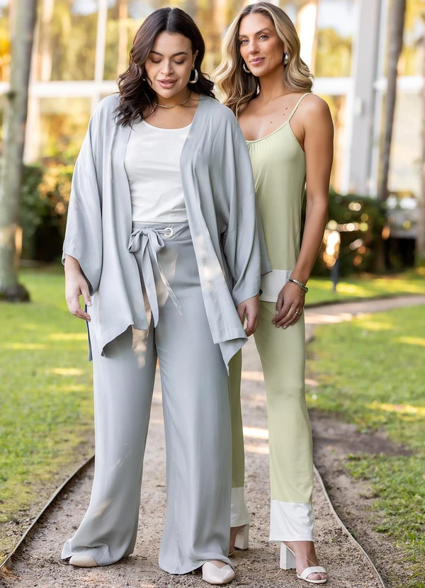 Quintess - Calça Verde Claro em Malha de Viscose 4