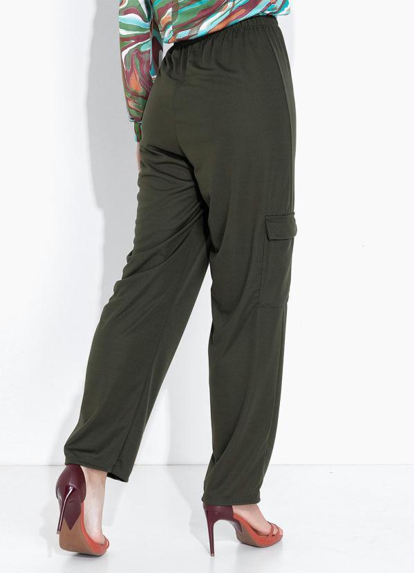 Moda Pop - Calça Verde Militar Reta com Bolsos Cargo 2