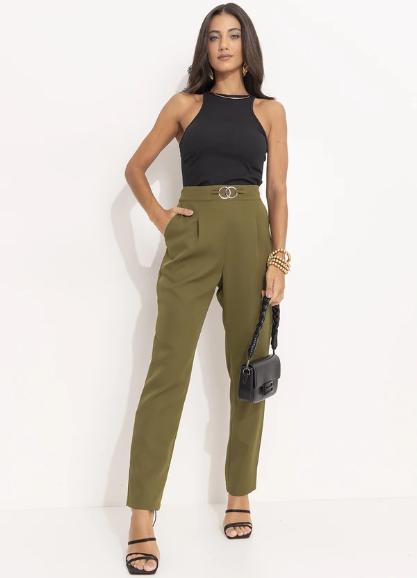 Quintess - Calça Verde Oliva em Alfaiataria 3