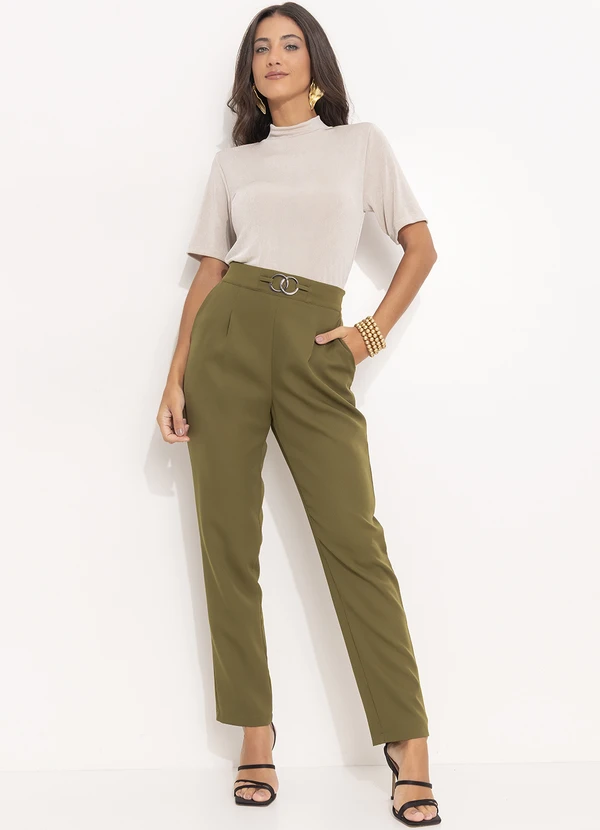 Quintess - Calça Verde Oliva em Alfaiataria 5