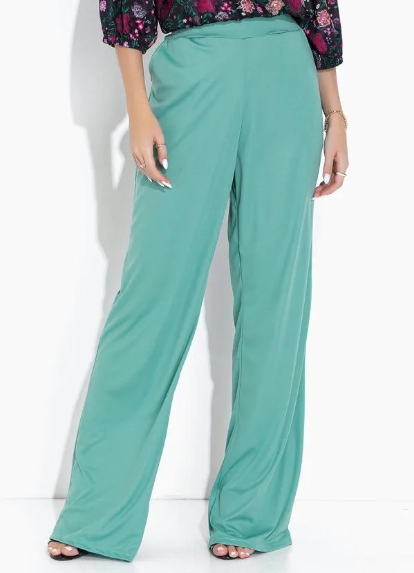 Moda Pop - Calça Verde Reta com Bolsos Funcionais
