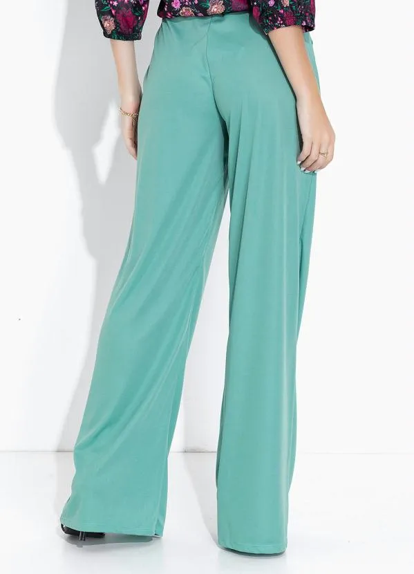 Moda Pop - Calça Verde Reta com Bolsos Funcionais 2
