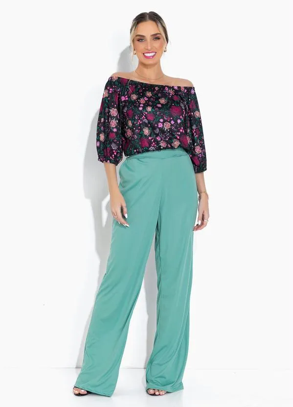 Moda Pop - Calça Verde Reta com Bolsos Funcionais 3