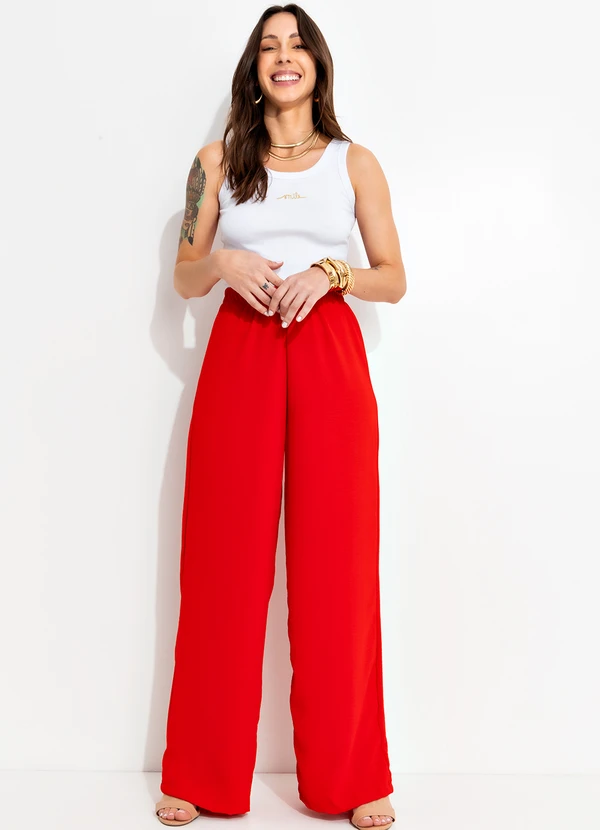 Bimini - Calça Vermelho em Crepe Plano 3
