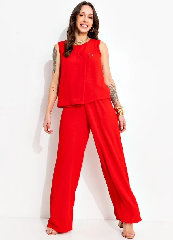 Bimini - Calça Vermelho em Crepe Plano 5