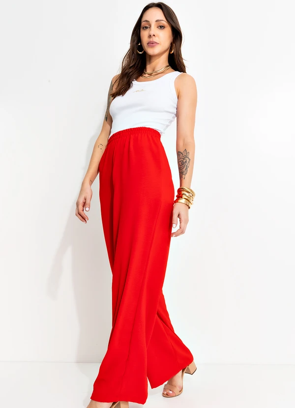 Bimini - Calça Vermelho em Crepe Plano 7