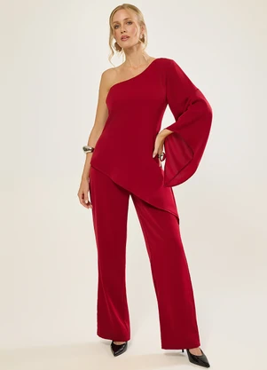 Naguchi - Calca Wide com Bolsos Vermelho Chilly - NAGUCHI