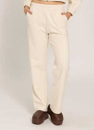 Sofie - Calça Wide Leg em Moletom Branco - SOFIE