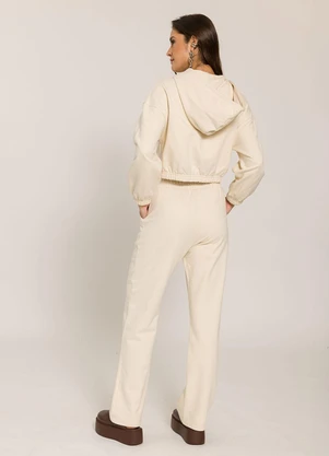 Sofie - Calça Wide Leg em Moletom Branco - SOFIE