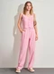 Sofie - Calça Wide Leg Branco - variação: Rosa