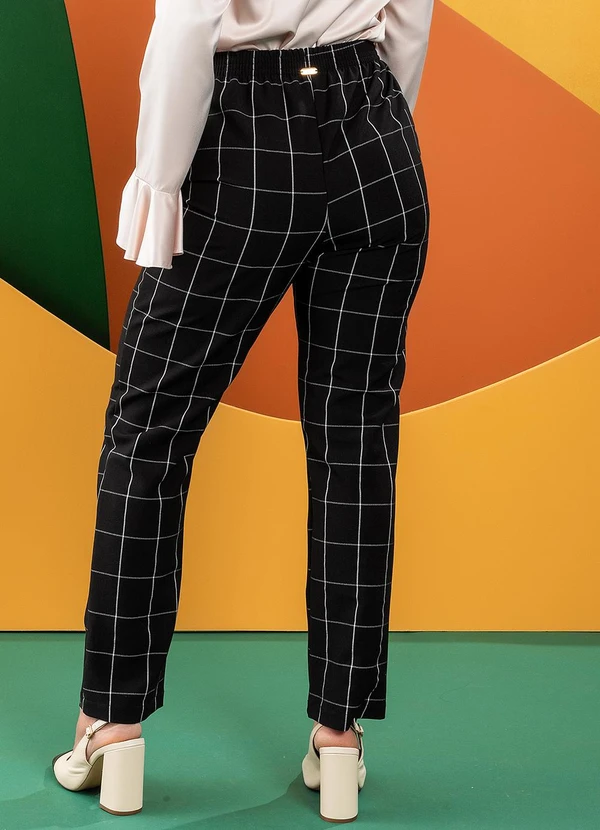 Quintess - Calça Xadrez Grid em Tecido de Alfaiataria 4