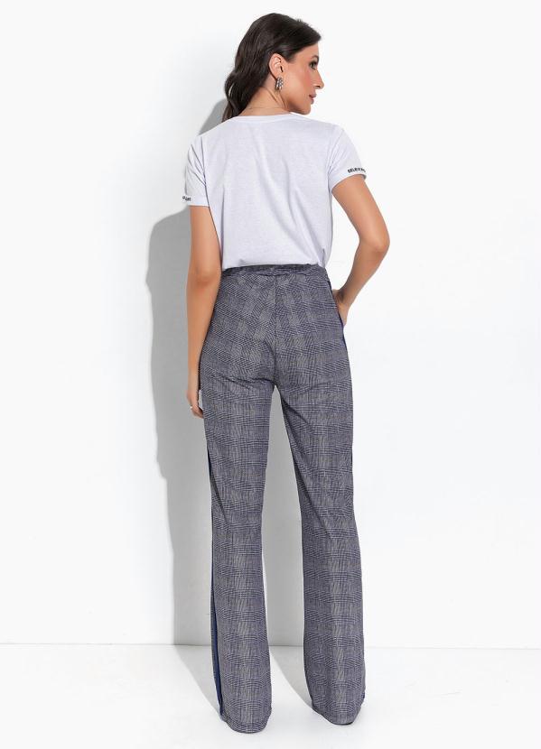 Moda Pop - Calça Xadrez Marinho com Detalhe para Amarrar 4