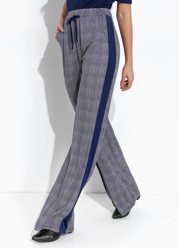 Moda Pop - Calça Xadrez Marinho com Detalhe para Amarrar 5