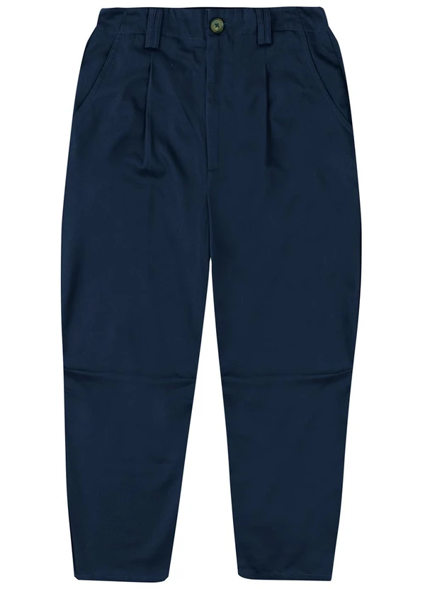 Malwee - Calça Alfaiaria em Algodão Sarjado Azul Marinho