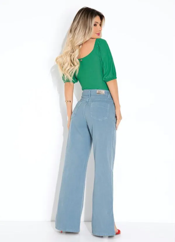 Sawary Jeans - Calça Azul Wide Leg com Fendas Sawary 4