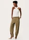 Enfim - Calça Barrel Cintura Alta em Sarja Off White - variação: Verde Menta