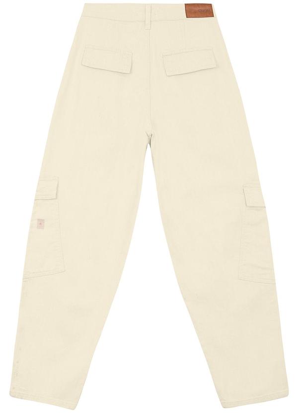 Enfim - Calça Barrel em Sarja Cintura Alta Bege 5