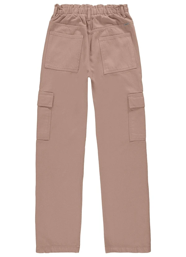 Enfim - Calça Bege Feminina Reta em Sarja 4