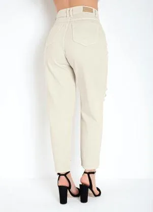 Sawary Jeans - Calça Bege Slouchy com Bolsos Sawary - SAWARY JEANS