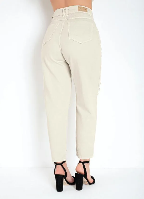 Sawary Jeans - Calça Bege Slouchy com Bolsos Sawary 2