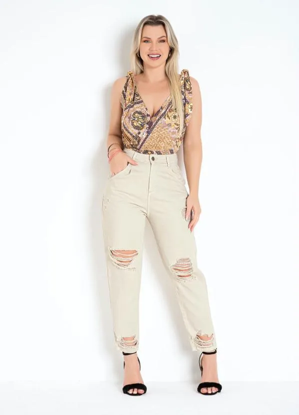 Sawary Jeans - Calça Bege Slouchy com Bolsos Sawary 3