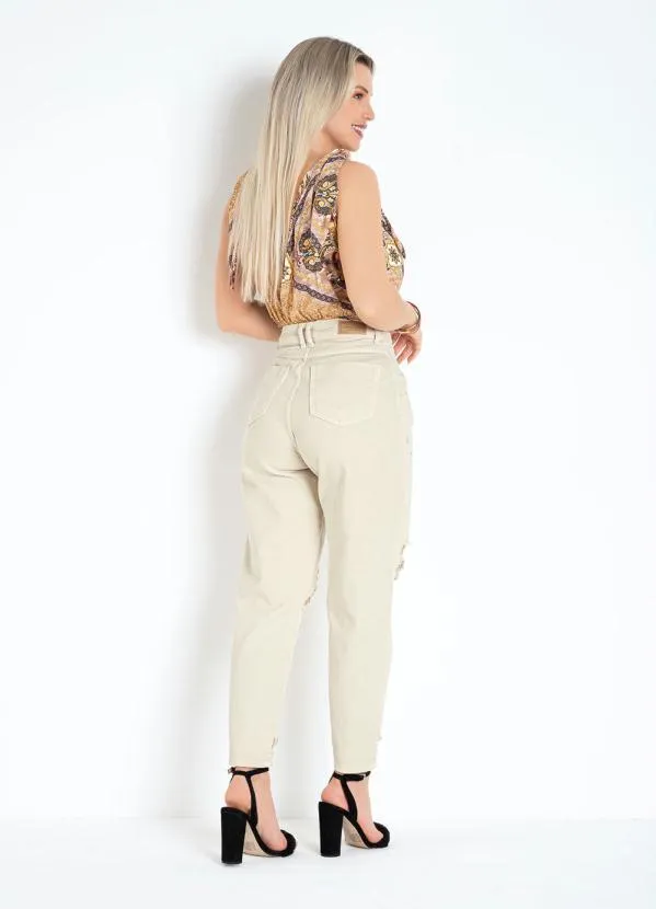 Sawary Jeans - Calça Bege Slouchy com Bolsos Sawary 4