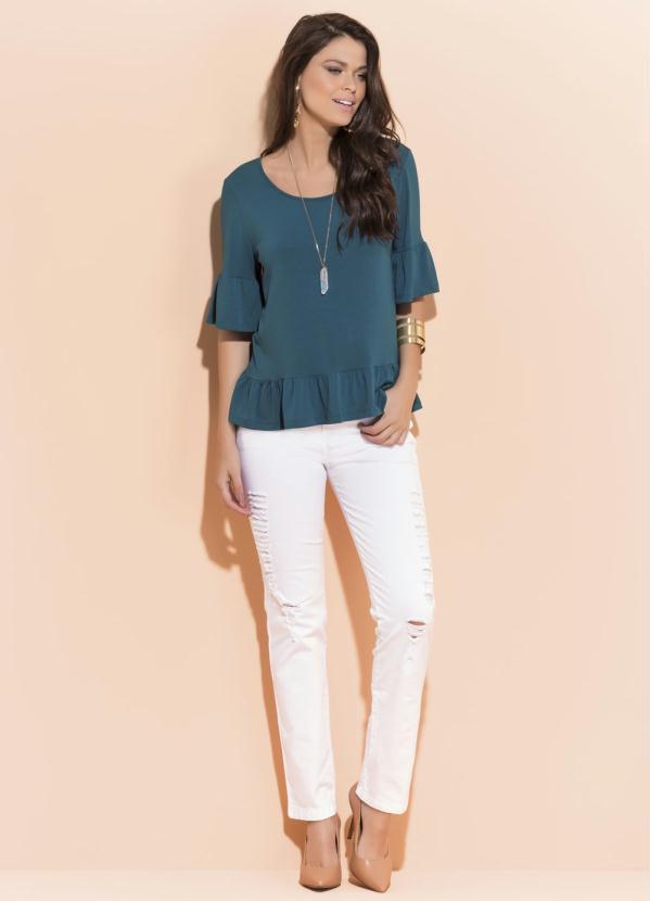 Outlet - Calça Branca Destroyed com Cintura Alta 6