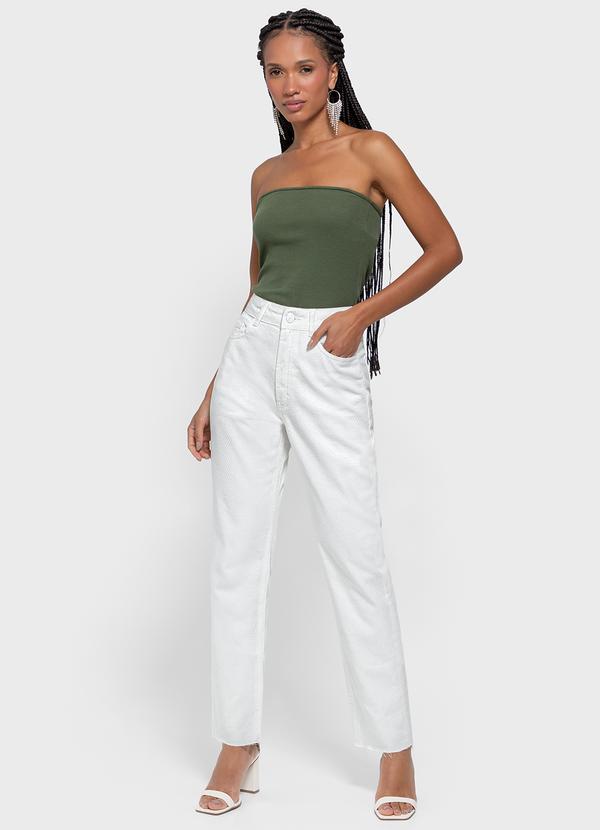 Enfim - Calça Branca Reta Cintura Alta em Sarja 2