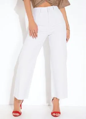 Sawary Jeans - Calça Branca Wide Leg Cropped Sawary - SAWARY JEANS